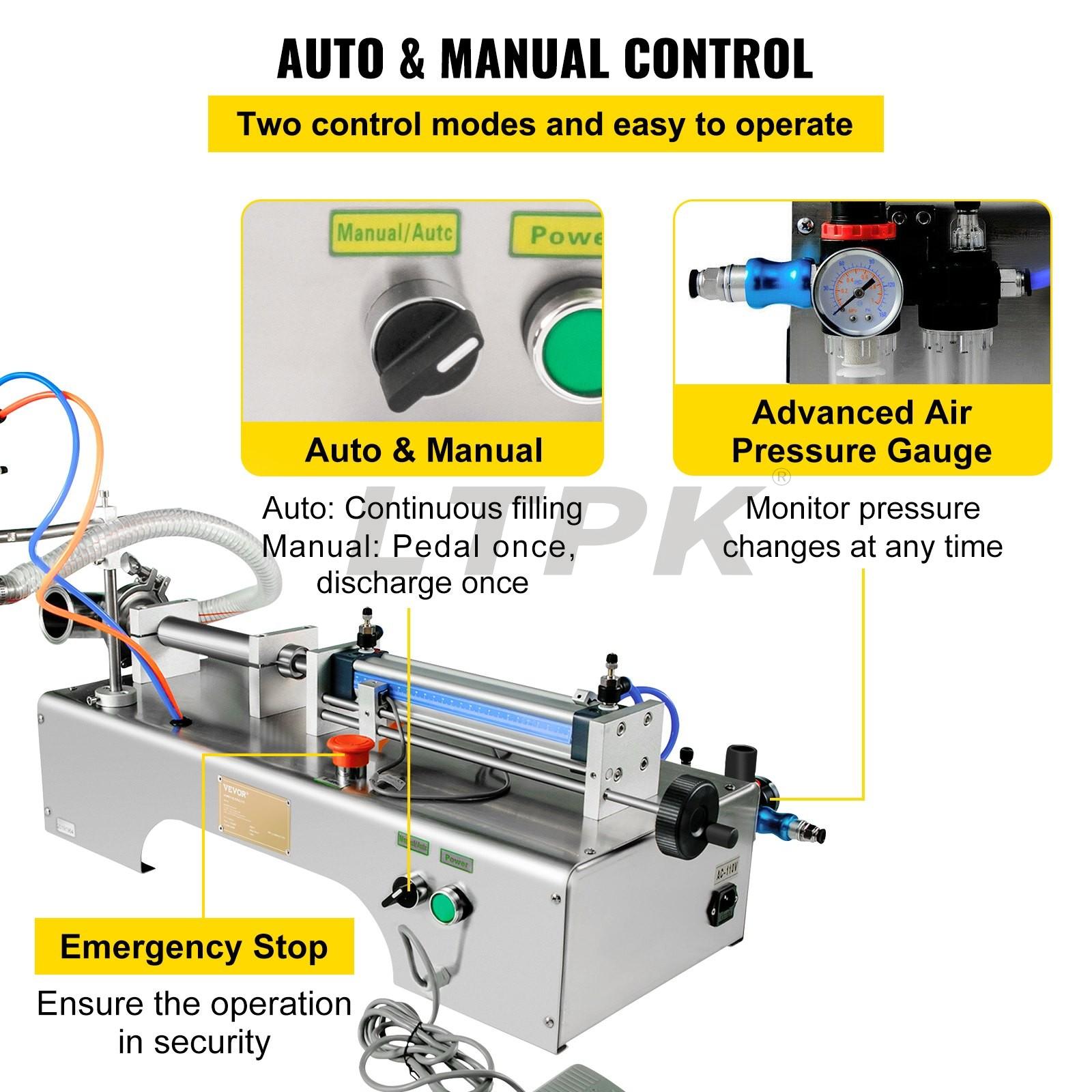 LTPK 10-300ml Pneumatic single nozzles semi automatic liquid filling machine 