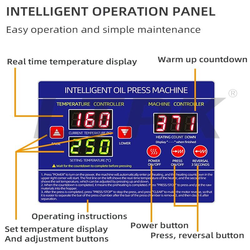 D06 Commercial oil press automatic digital display temperature control oil press 2520W power per hour press 20KG