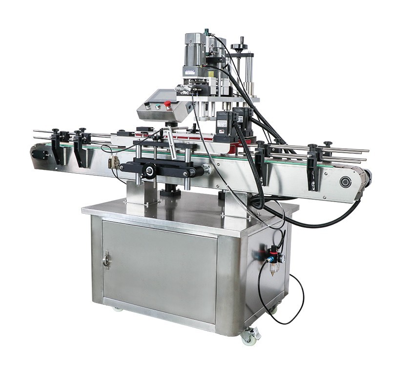 LTPK Automatic paste filling capping round bottle labeling machine with cap feeder 