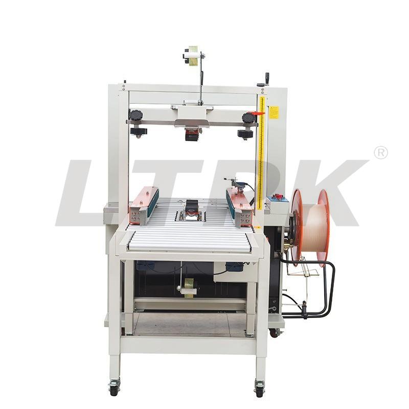 FXC5050A Carton sealer side belts box sealing packaging machine and DBA200 Automatic strapping machine