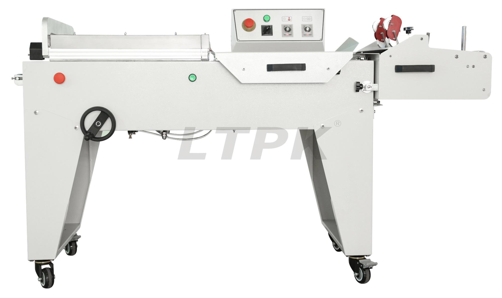 DFQC450 Pneumatic L bar type sealer heat sealing machine and DSA4525 Shrink tunnel packager