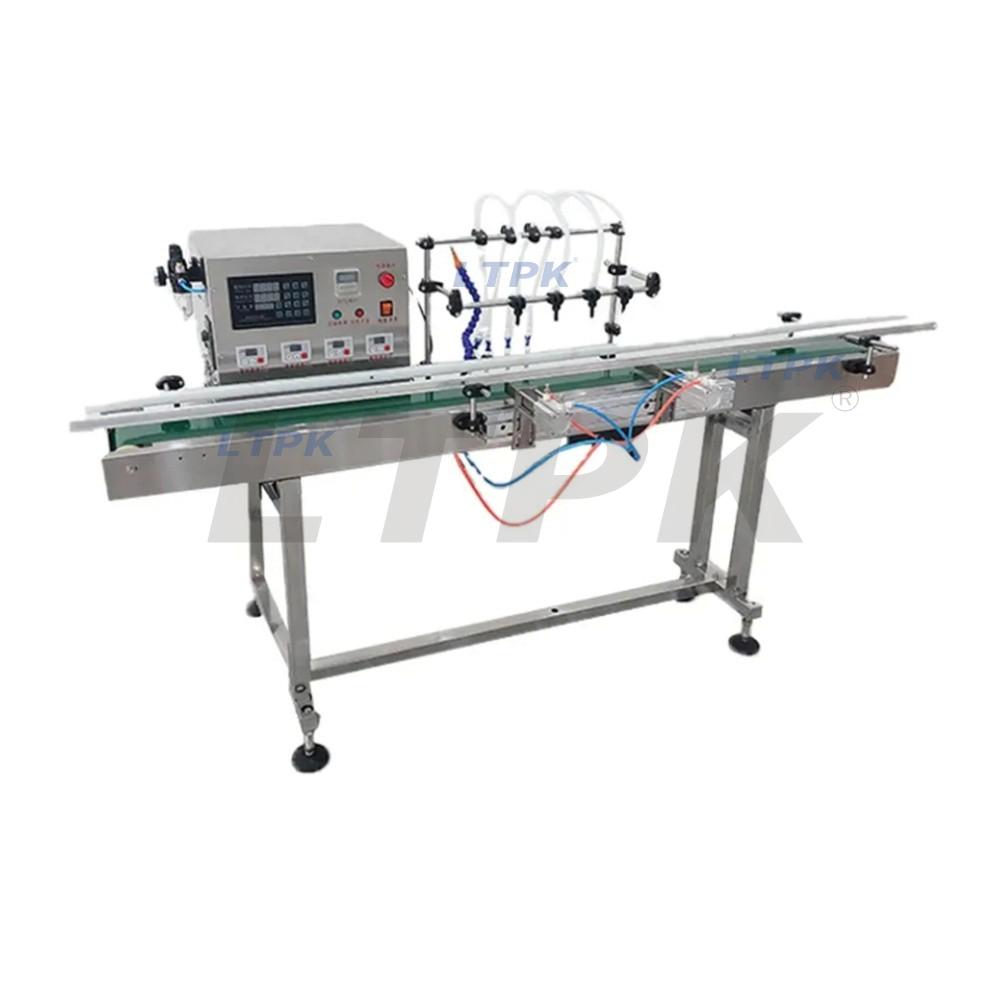 Automatic 4 heads magnetic pump liquid filling machine with conveyor